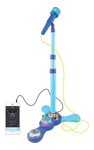 Microfono Infantil Karaoke Luces Conexion Mp3 Celular Love Celeste Explorer Fan
