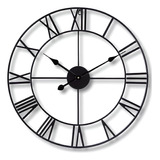 Reloj De Pared Grande De Metal 47 Cm Con Números Romanos