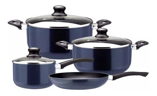 Batería Cocina Marmicoc Set 7 Piezas Antiadherente Azul