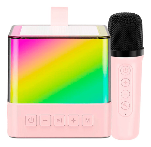 Caixa Som Microfone Infantil Caixinha Luz Led Rgb Bluetooth