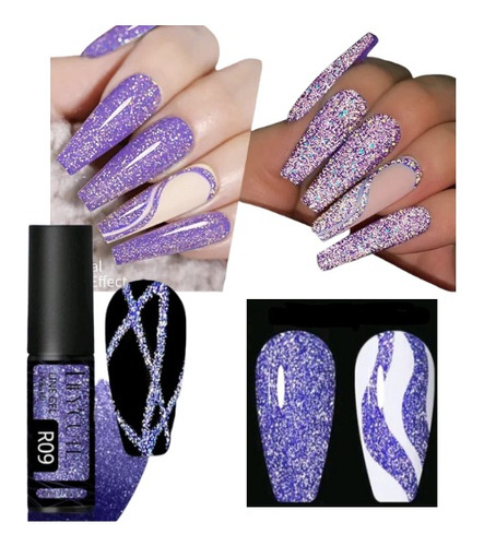 Esmalte Reflejante Gel Delineado Doble Efecto Uñas Top Uvled