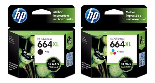 Combo Cartucho Hp 664xl F6v31al Negro + Hp 664xl F6v30 Color