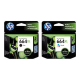 Combo Cartucho Hp 664xl F6v31al Negro + Hp 664xl F6v30 Color