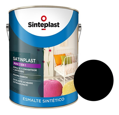 Esmalte Convertidor 3en1 Satinplast Negro Satinado 1 Lt