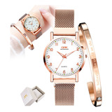 Opk Reloj De Pulsera Brazalet Para Mujer Con Oro Rosa 8115