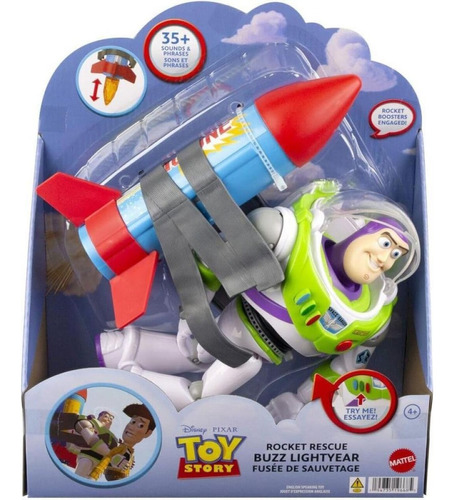 Boneco Buzz Lightyear Toy Story Foguete De Resgate Com Som