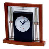 Reloj De Mesa Bulova  Base De Madera Sólida Panel De