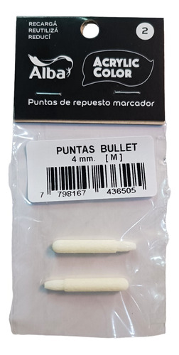Punta Bullet Repuesto Marcador Acrylic Color Alba 4mm X2un