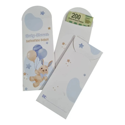 Sobre De Dinero Baby Shower, Lluvia De Sobres, 25 Unidades Color Azul claro Mi Baby Shower | MercadoLibre