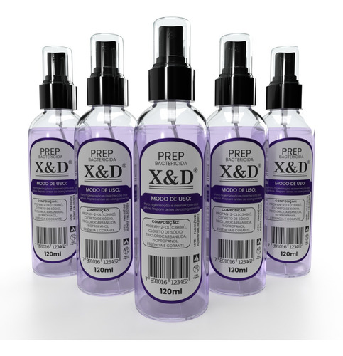 5 Prep X&d Profissional Bactericida Spray Higiene Unha 120ml