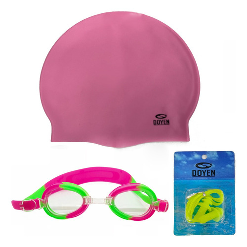 Kit Niño Natacion Gorra Silicona + Lentes + Tapón Oídos