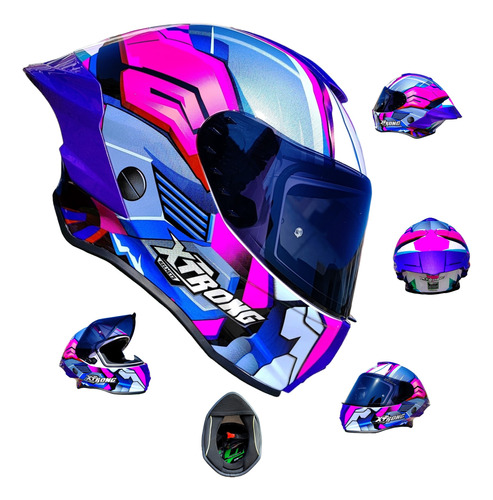 Casco Para Moto Rosa Morado Xtrong Certificado Ece Fenix 