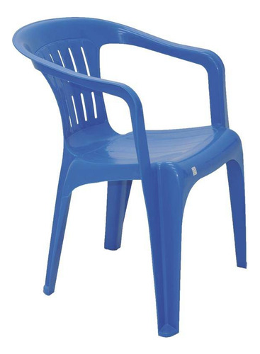 Cadeira Plastica Monobloco Com Bracos Atalaia Azul