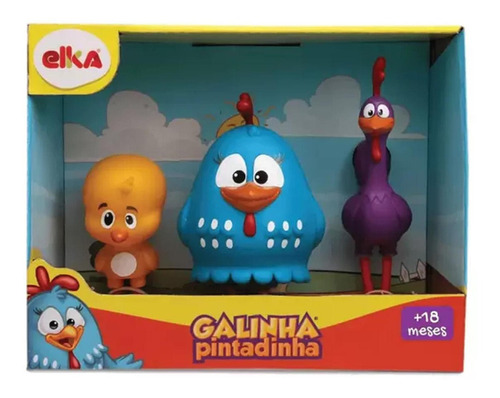 Família Galinha Pintadinha Em Vinil  3 Personagens Elka 1128