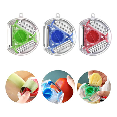 Rallador 3 En 1 Acero Inoxidable Brother's Bazar Pelar Rallar Frutas Verduras Verde, Azul, Rojo