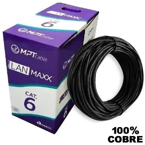 Caixa De Cabo Cat6 Preto Gigalan 200 Metros 100% Cobre