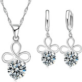 Set Plata 925 Infinito Aros Collar Pendientes Mujer Regalo