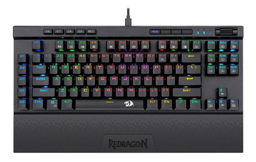 Teclado Gamer Redragon Magic Wand Pro K587-pro Qwerty Español Latinoamérica Color Negro Con Luz Rgb