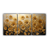 180x90cm Set 3 Lienzos De Tela Girasoles Dorados Flores