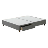 Base Suecia King Size Lino Gris 2 Cajones De 2 Plazas