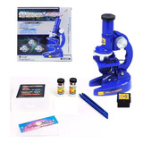 Microscopio Estudiantes Principiantes Regulable + Accesorios Color Azul