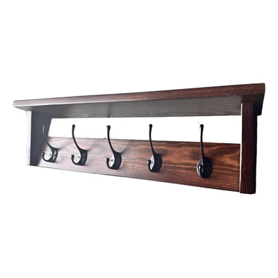Perchero De Pared 60cm Color Nogal 5 Ganchos