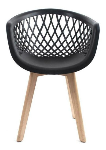 Cadeira De Jantar Empório Tiffany Eames Cor Bege Cor Da Estrutura Da Cadeira Madeira Cor Do Assento Preto Desenho Do Tecido N/a