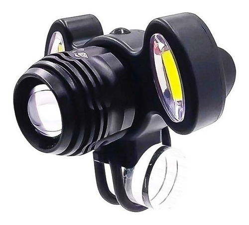 Farol Lanterna Bike 3 Focos Led T6 Com Zoom Recarregável