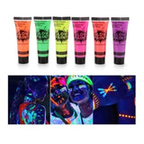 Tinta Corporal Face Neon Brilha Escuro Luz Negras