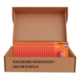 Kit 20 Bateria Pilhas 9v Zinco Caixa Com 20 Cartelas Elgin