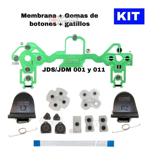 Kit Ps4 Control Membrana Flex + Gomas Botones + Gatillos +14