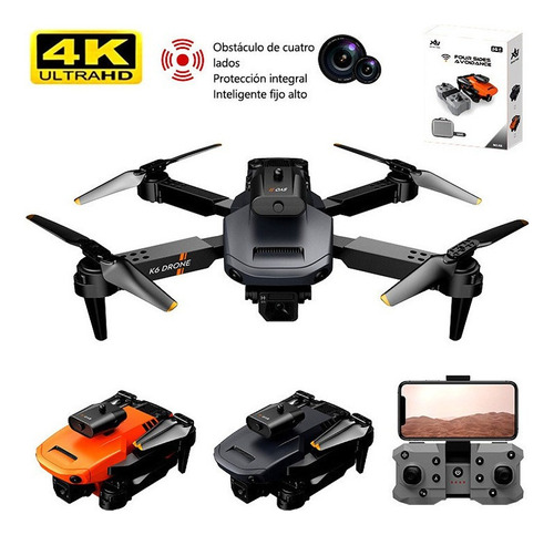 Mini Dron Plegable K6 Profesional Doble Cámara 4k+3 Baterías