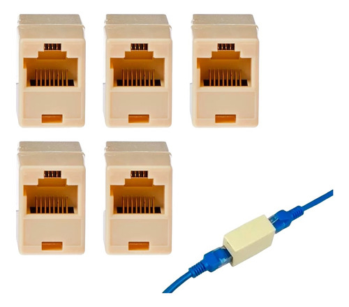 5 Adaptador Rj45 Conector Emenda Cat7/6/5e Ethernet Lan Rede