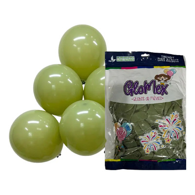 Globos de Látex Glomex Redondos Verde Selva Trendy de 5\