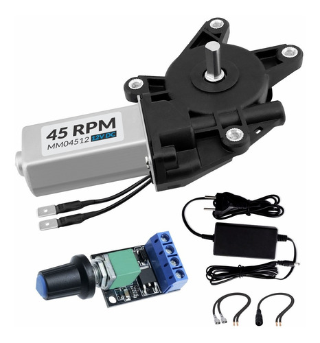 Motor 12v Dc Com Redução 45 Rpm + Fonte + Controlador Pwm