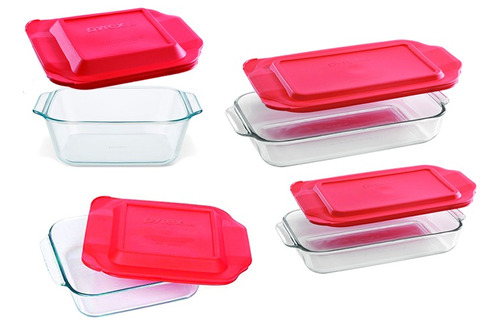 Juego De Fuentes Basics Tapa Roja X4pz Pyrex