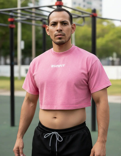 Playera - Crop Top Classic Runfit Rosa Deportiva Cross Gym