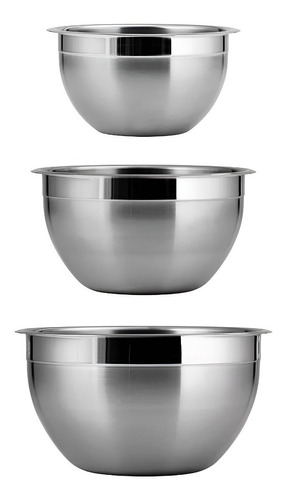 Pack X3 Bowl Acero Inoxidable Ensaladeras Bowl 26,28,30cm