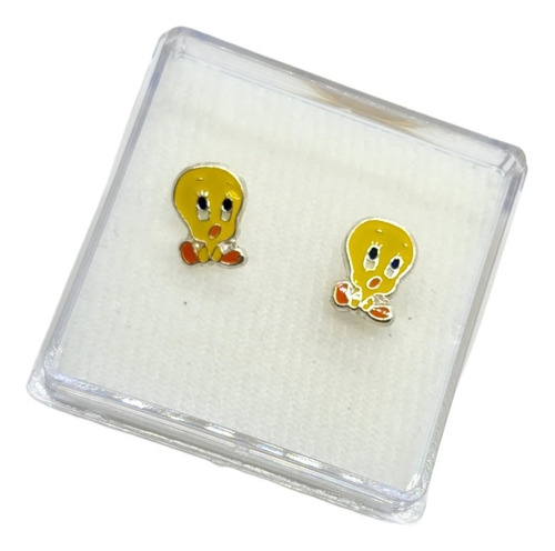 Aretes De Canario Amarillo De Plata Con Estuche Pi1