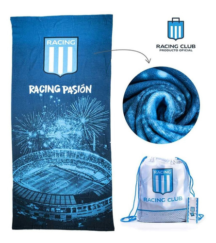 Toallon + Mochila Futbol Original Playero Microfibra Regalo