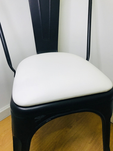 Asiento Para Silla Tolix Tapizado Blanco Sobre Base Madera 