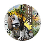 Bienvenida Linda Girasol Perro Beagle Pintura Reloj De ...