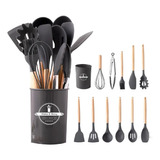 Conj. Utensílios De Cozinha 12 Peças Silicone Espátulas