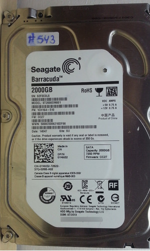 Disco Seagate St2000dm001 2tb Sata 3.5 - 548 Recuperodatos