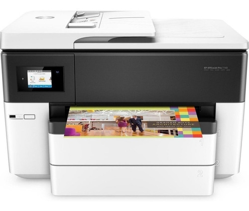 Impresora Portátil A Color  Multifunción Hp Officejet Pro 7740 Con Wifi Blanca Y Negra 100v/240v