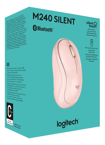 Logitech® Wireless Silent Mouse M240 Bluetooth - Rosado