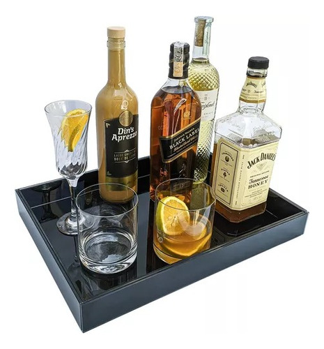 Bandeja Decorativa Espelhada De Mesa Bebidas Taças -  30x20