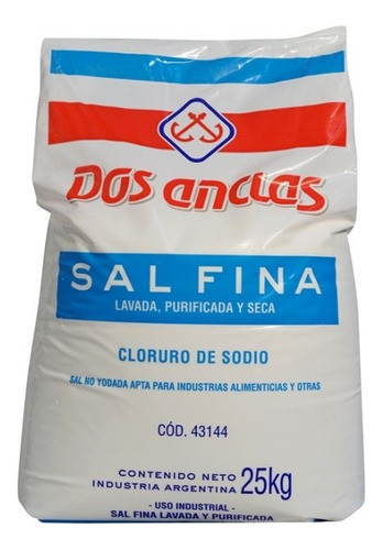 Sal Fina Dos Anclas Lavada Purificada Y Seca Bolsa 25kg