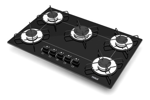 Fogão Cooktop 5 Bocas Com Ultra Chama Preto Tedge Bivolt