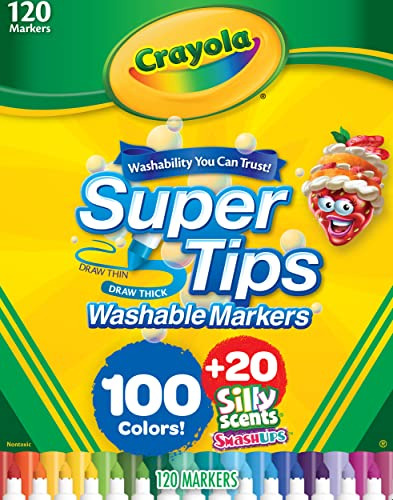 Crayola Super Tips (120 Quilates), Marcadores Lavables Para